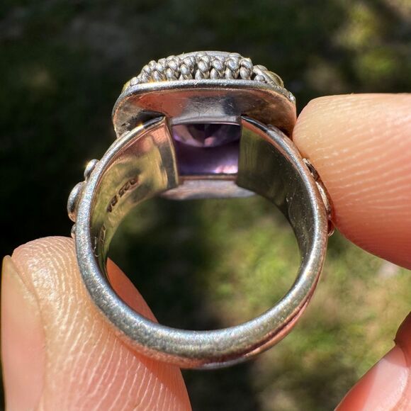 Amethyst Ring 925 Silver & 18k Gold BA Suarti Size 7.5 - Picture 12 of 17